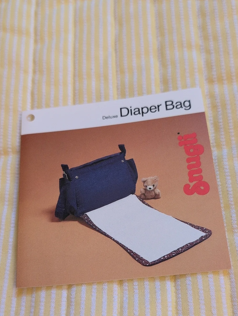 Vintage 80s Snugli Diaper Bag Backpack Yellow White  Stripe Missing Strap